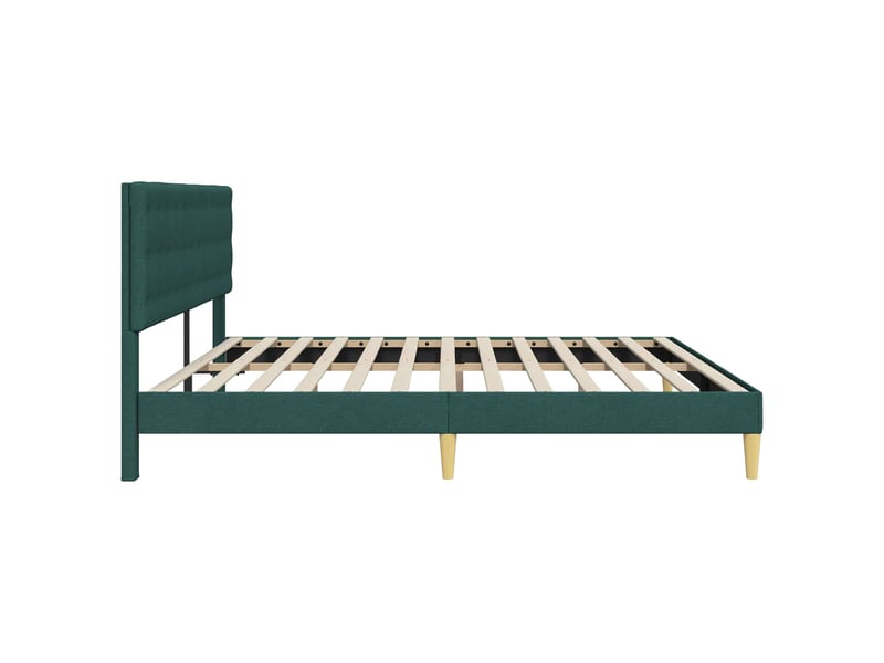 Lit double- lit adulte - cadre de lit avec tête de lit vert foncé 200 x 200 cm tissu - Conforama D