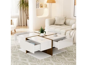 Table basse rectangulaire coloris blanc <strong></strong> <strong></strong> - 78 cmx78 cm