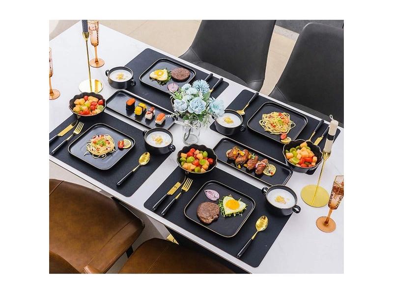  (noir) lot de 6 sets de table en cuir pu,set de table lavable imperméables rectangulaire sets de table résistant à la chaleur, pvc set de table,45 × 30cm  - Conforama B