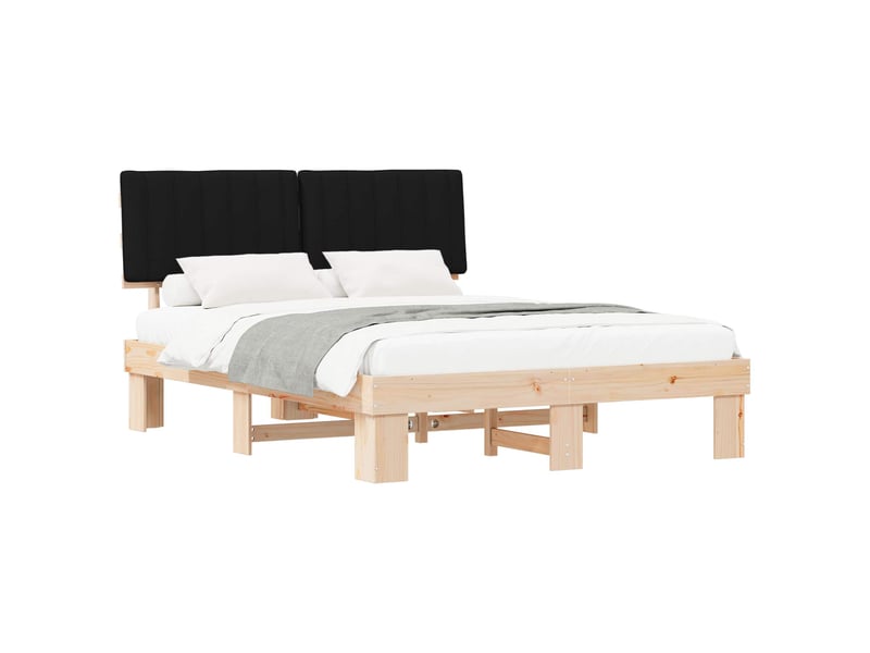  Lit double- lit adulte -  cadre de lit avec tête de lit rembourrée noir 160 x 200 cm  - Conforama A