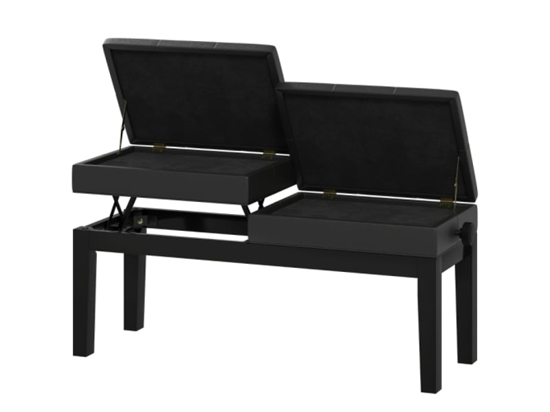  Banquette de piano réglable en hauteur avec rangement, similicuir noir, 220 kg, 105 x 37 x 48-58 cm  - Conforama A