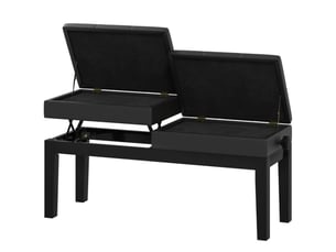 Banquette de piano réglable en hauteur avec rangement, similicuir noir, 220 kg, 105 x 37 x 48-58 cm
