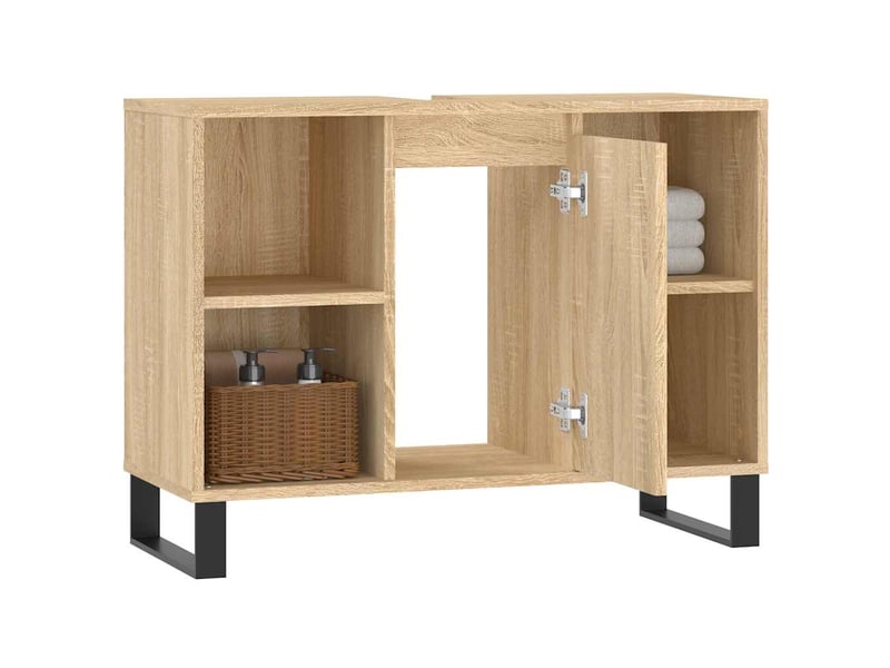  Meuble salle de bain rangement, commode chêne sonoma 80x33x60cm bois d'ingénierie shl5865  - Conforama D