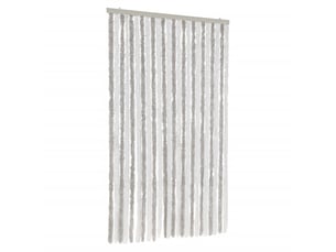 Rideau anti-mouches, moustiquaire gris clair et blanc 100x230 cm chenille cf43532