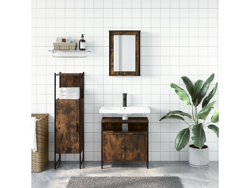 Ensemble de meubles de salle de bain 3 pcs chêne fumé cf63696 - Conforama C