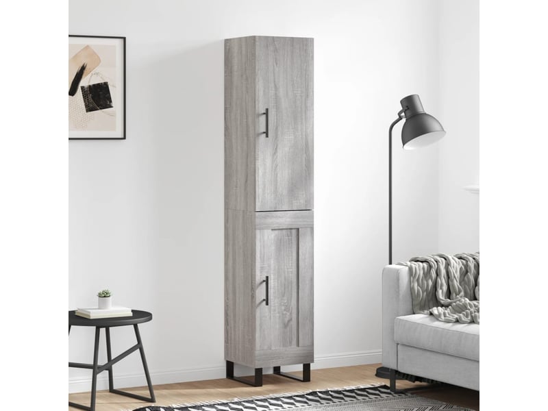  Buffet haut - bahut - meuble de rangement sonoma gris 34,5x34x180 cm bois d'ingénierie  - Conforama B