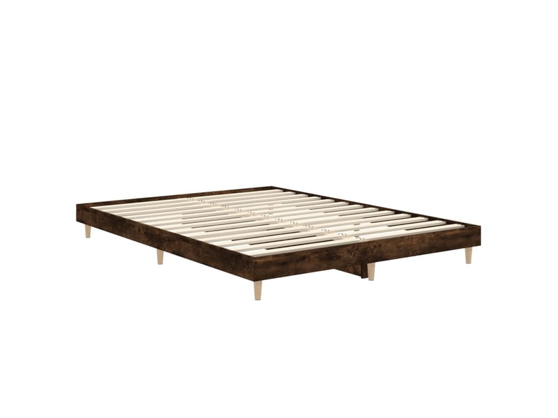  Lit double- lit adulte -  cadre de lit sans matelas chêne fumé 135x190 cm bois ingénierie  - Conforama D