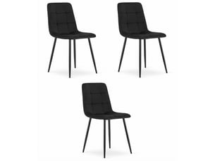 Lot de 3 chaises kara en velours noir et métal