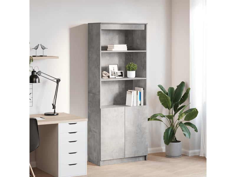  Buffet haut - bahut - meuble de rangement gris béton 70x35x180 cm bois d'ingénierie  - Conforama B