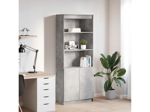 Buffet haut - bahut - meuble de rangement gris béton 70x35x180 cm bois d'ingénierie