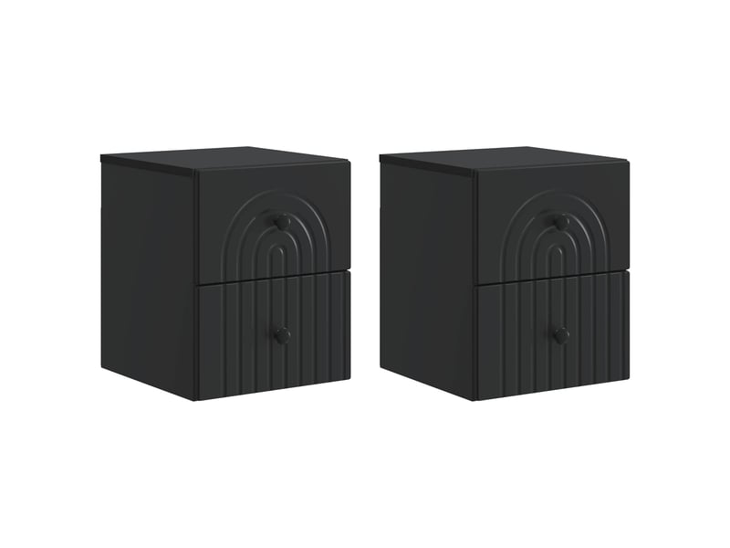 Table de chevet - cabinet de chevet - table de nuit mural 2 pc noir 33 x 34,5 x 40 cm - Conforama A
