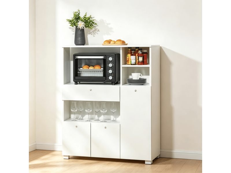 Buffet modèle modern, meuble salon cuisine, étagères ouvertes, tiroir, rangement pratique 1 pièce  - Conforama E