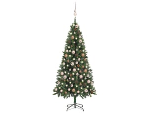 Sapin de noël - arbre de noël artificiel pré-éclairéboules pommes de pin 180cm