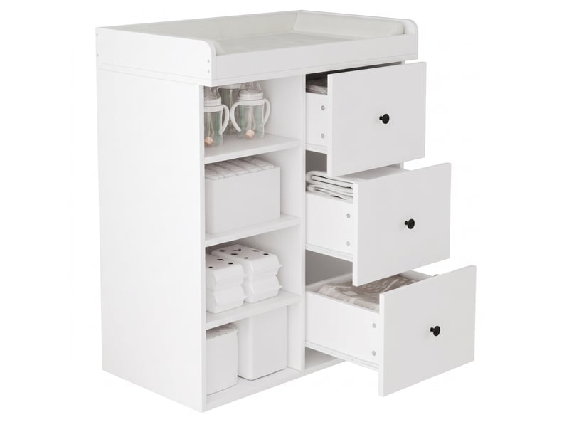 Commode à langer 2-en-1 avec 3 tiroirs 82x50x100 cm en mdf blanc - Conforama A