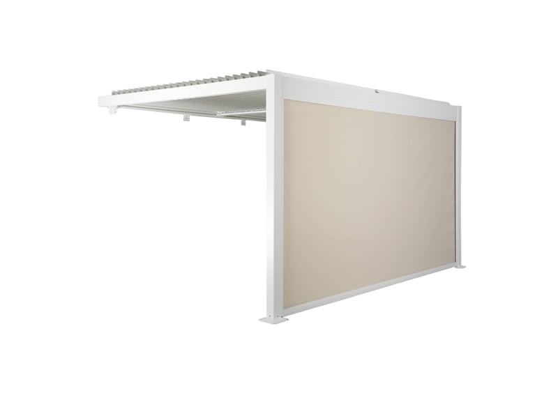  Pergola bioclimatique aluminium adossée 4x3m blanc + 1 store 4m palace  - Conforama A