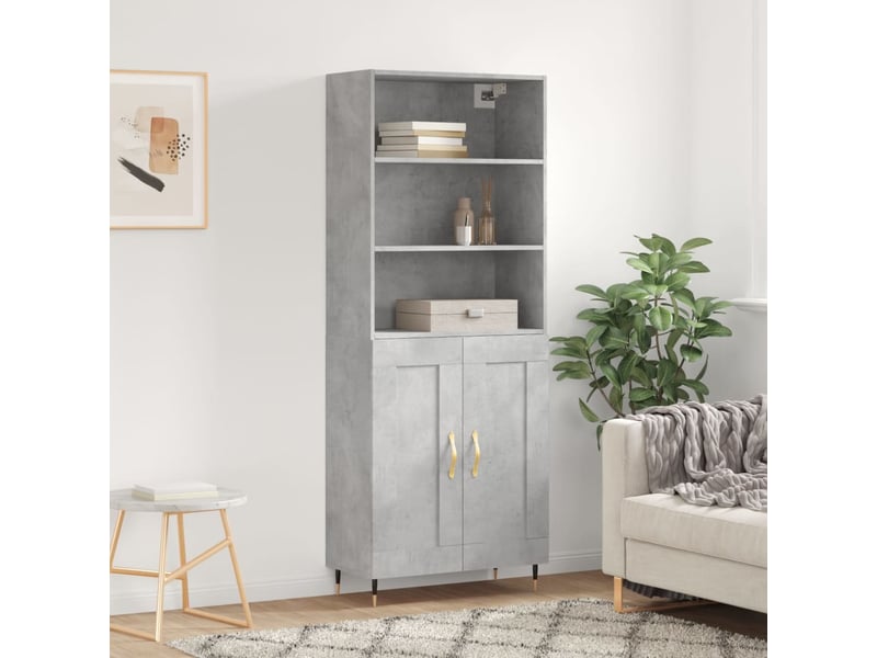  Buffet haut - bahut - meuble de rangement gris béton 69,5x34x180 cm bois d'ingénierie  - Conforama B