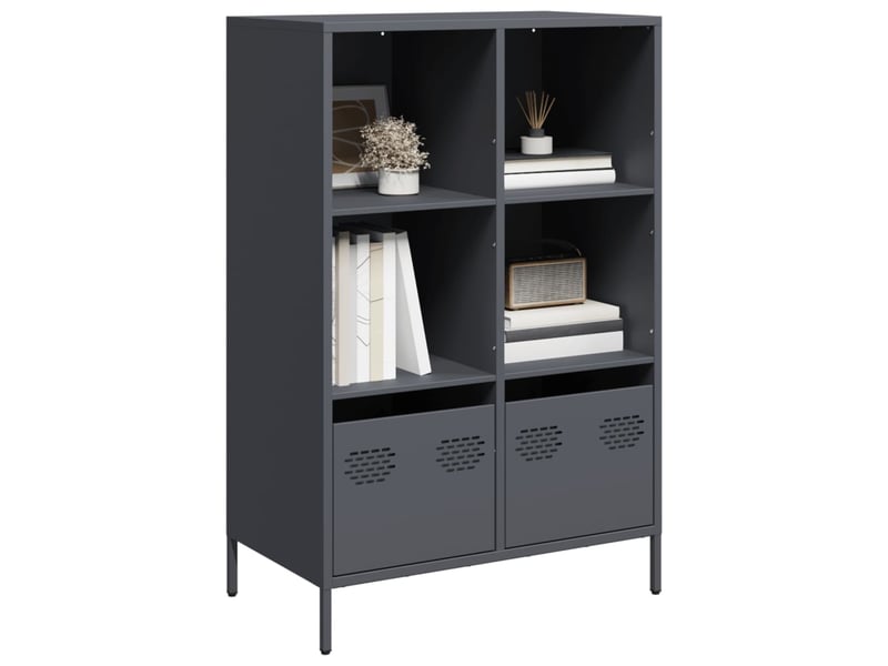  Buffet haut - bahut - meuble de rangement anthracite 68x39x103,5 cm acier  - Conforama B