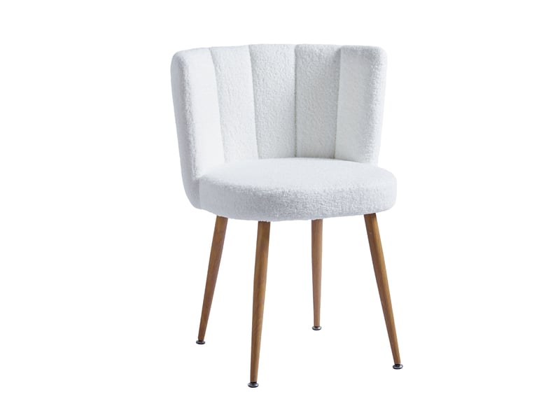  Lot de 2 chaises de salle à manger,60x54x77 cm,tissu teddy,blanc  - Conforama A