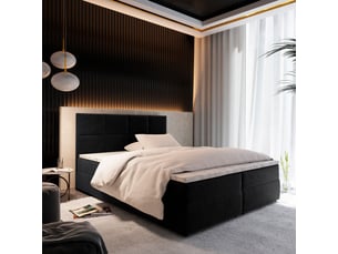 Lit avec rangement 140x200 cm <strong>MASSENO</strong>  <strong></strong> coloris noir