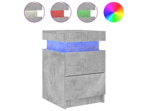 Table de chevet - cabinet de chevet - table de nuit avec lumières led gris béton 35x39x55 cm