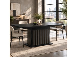 Table extensible avec rangement dissimulé à portes, pour salle à manger, en mdf et métal, noire, 120 × 80 × 76 cm