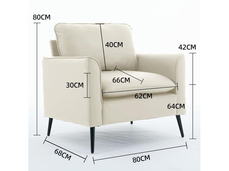 Fauteuil 1 place blanc en simili cuir, style nordique rétro - Conforama E