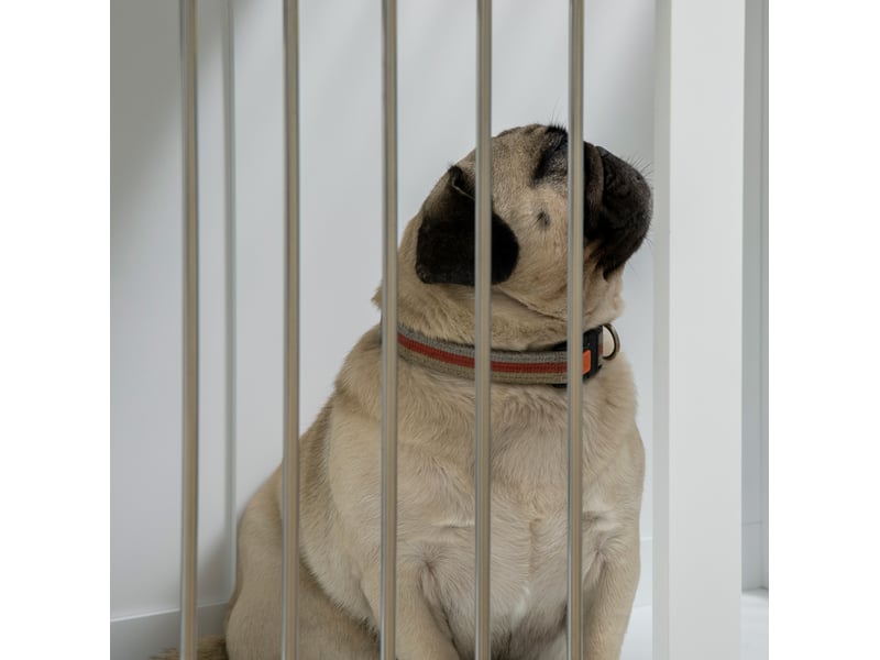  Cage d'intérieur pour  80 x 50 x 56,5 cm – blanche – 2 portes verrouillables et sol surélevé  - Conforama E