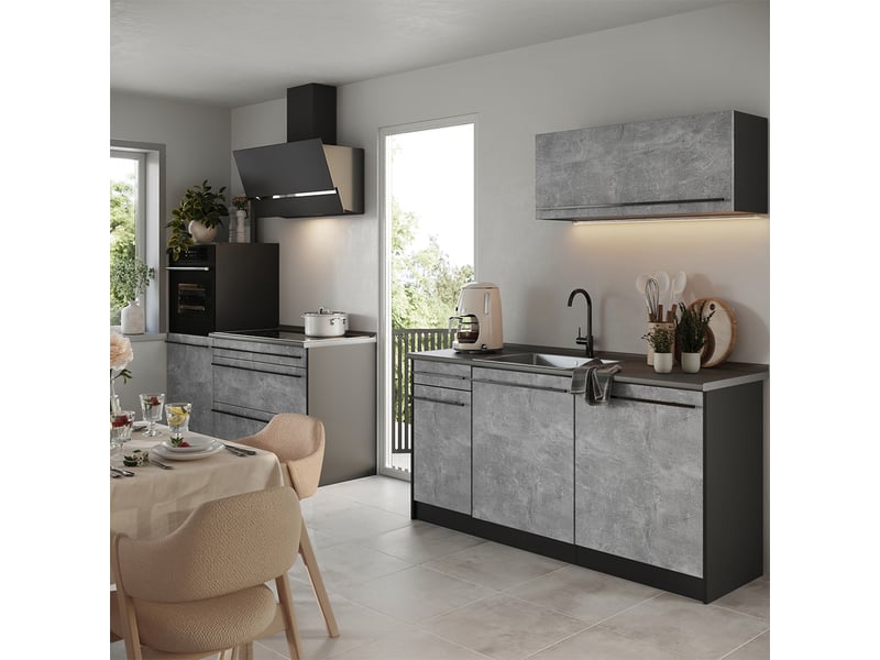  Vicco cuisine, bétonanthracite, 160cm plan de travail chêne doré  - Conforama C
