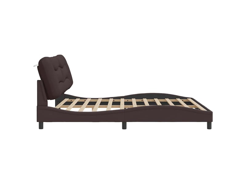  Lit double- lit adulte -  cadre de lit sans matelas hvar marron foncé 200x200 cm tissu  - Conforama D