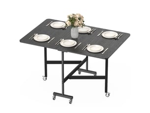 Table pliante de salle à mangercuisine pour 4 à 6 personnes avec 6 roulettes, table mobile et pliable pour petits espaces, 120 x 80 x 73 cm, noire