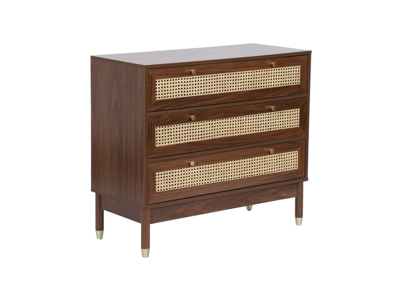  Commode décor bois et cannage 3 tiroirs teinte noyer - judith  - Conforama A