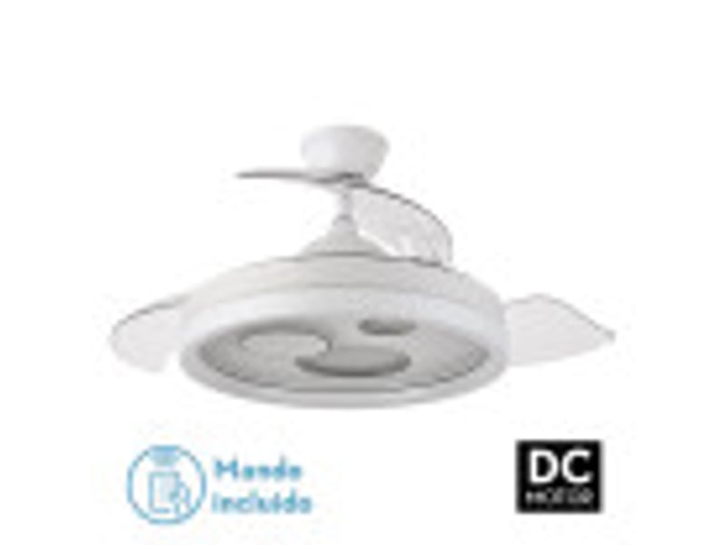  Fabrilamp turia plafonnier ventilateur led 72 w, 6120 lm, moteur dc, 3 pales rétractables, ø 107 cm, blanc 184891401 - Conforama B