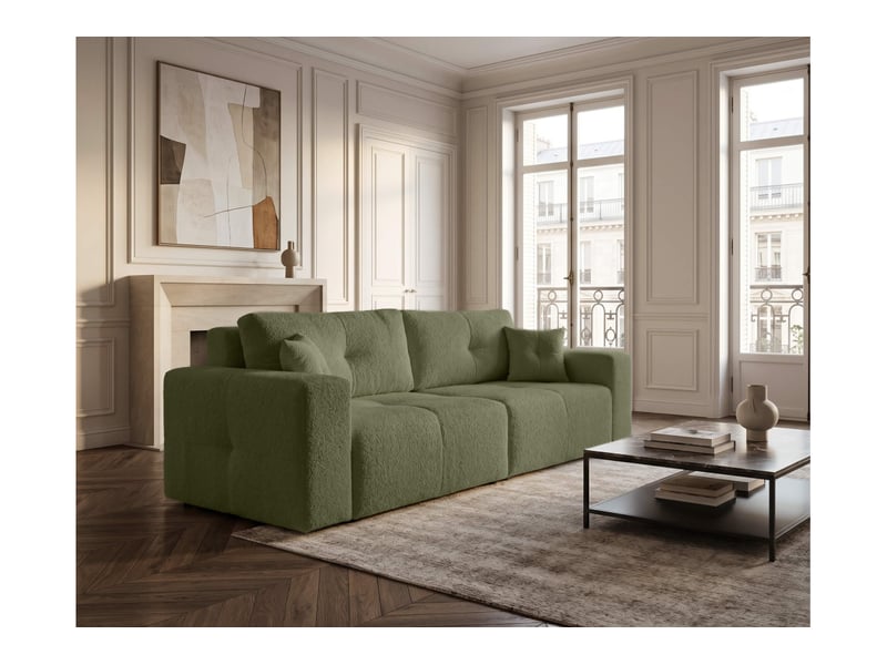 Celine - canapé droit 3 places convertible en bouclette - Conforama B