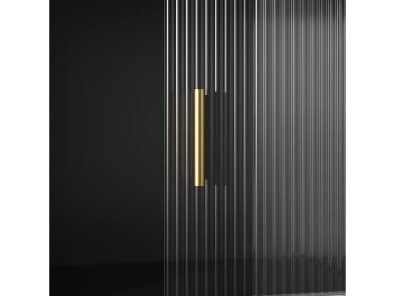 Buffet de cuisine noir 167x120x35 cm, meuble haut avec portes vitrées coulissantes et éclairage led intelligent - Conforama E