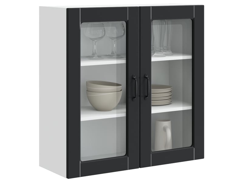 Meuble mural de cuisine, cabinet en verre mural noir 80x31x80cm shl6248 - Conforama C