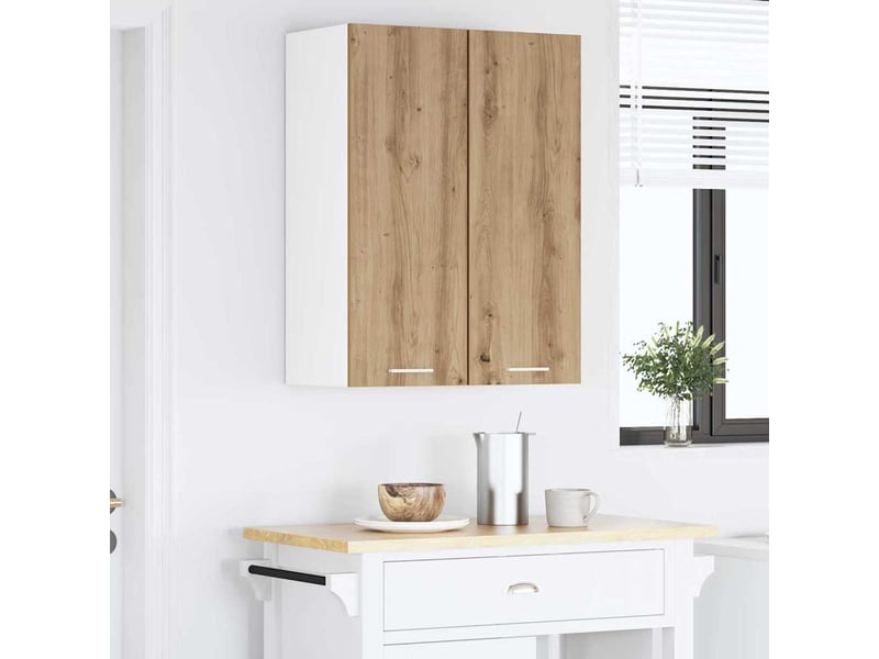  Meuble de rangement cuisine, armoire suspendue chêne artisan et blanc 30x31x80cm  - Conforama D