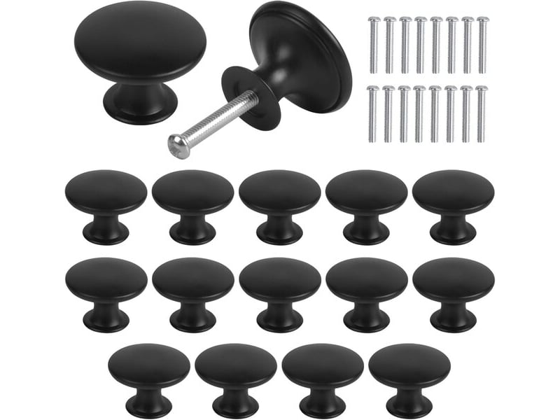  Jeu de 16 poignées rondes vintage de 30 mm, poignées pour portes, tiroirs, commodes et cuisine  - Conforama A