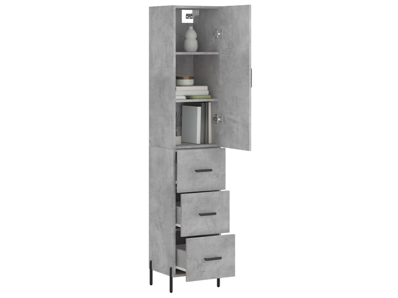  Buffet haut - bahut - meuble de rangement gris béton 34,5x34x180 cm bois d'ingénierie  - Conforama C