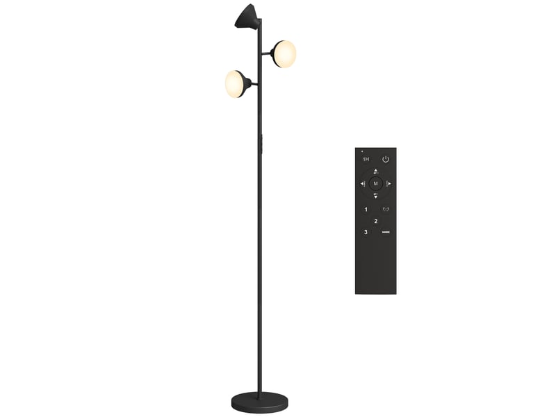  Lampadaire led noir à 3 têtes orientables, intensité 4150 lm et blanc réglable 2700 à 6000 k avec télécommande pour salon  - Conforama A