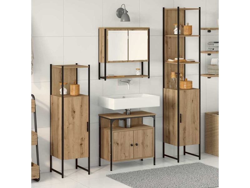  Ensemble de mobilier de salle de bain 4 pc chêne artisanal cf64501  - Conforama B