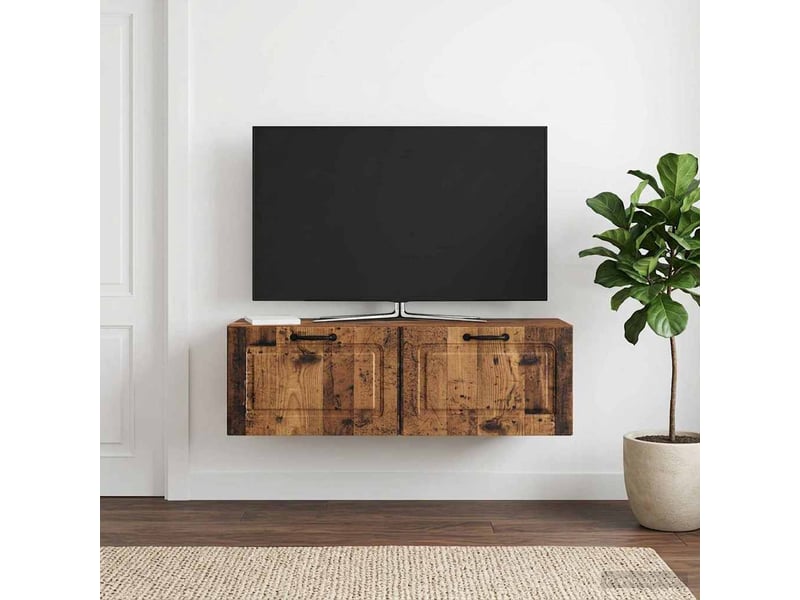  Meuble tv - banc tv - meuble de rangement mural bois ancien 98 x 31 x 30 cm bois d'ingénierie  - Conforama D