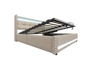 Lit avec rangement 180x200 cm    coloris beige
