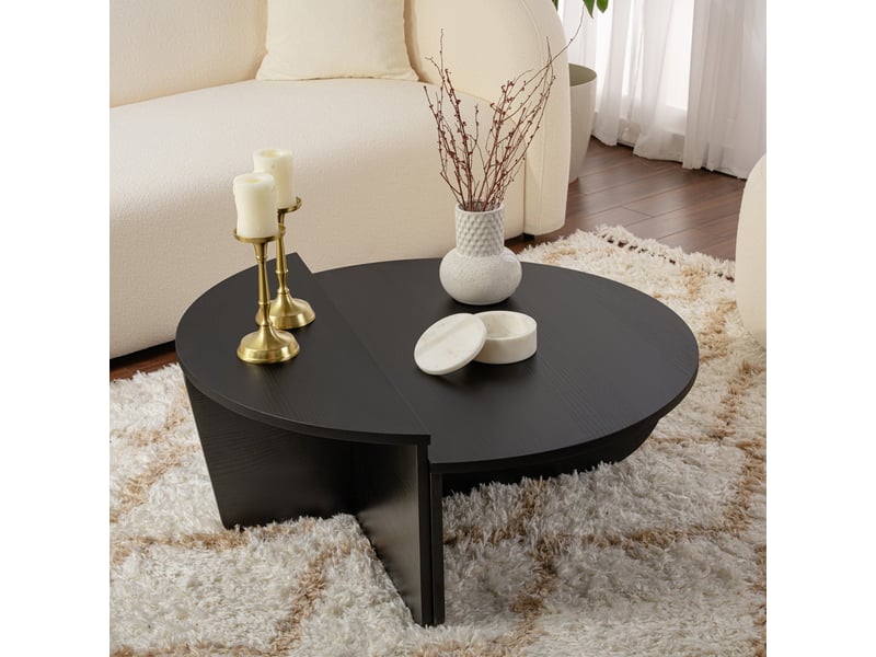  Table basse ronde couleur bois noir d90 cm  - Conforama D