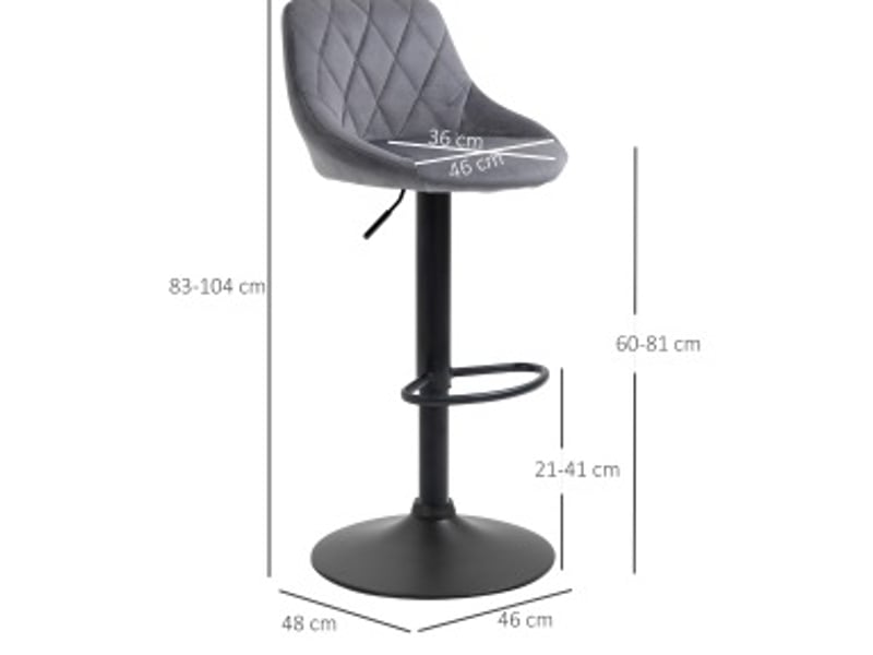  Tabourets de bar lot de 2 pivotants avec hauteur réglable, dossier et repose-pieds, en polyester gris foncé  - Conforama C