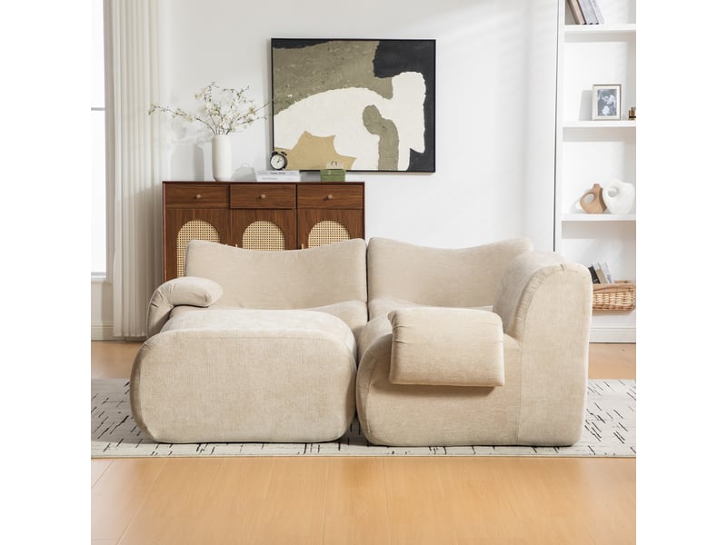  Canapé modulable en chenille compressé 3 places - sans montage, confort moelleux  - Conforama R