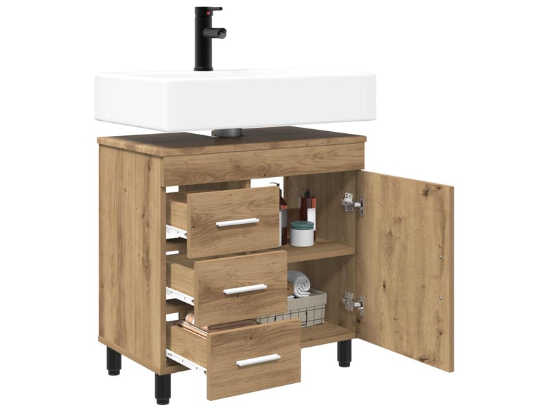 Unité de vanité de salle de bain, meuble de rangement chêne artisanal shl1463 - Conforama C