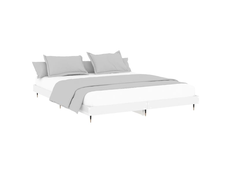  Lit double- lit adulte -  cadre de lit sans matelas blanc brillant 200x200 cm  - Conforama C
