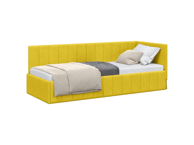 Lit adulte, lit simple, cadre de lit d'angle jaune 80cmx200cm velours cf7211 - Conforama A