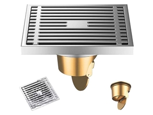 Enowelir siphon de sol exterieur en acier inoxydable carré de salle de bain écoulement de douche,l'odeur du siphon égouttoir drain - 10x10cm