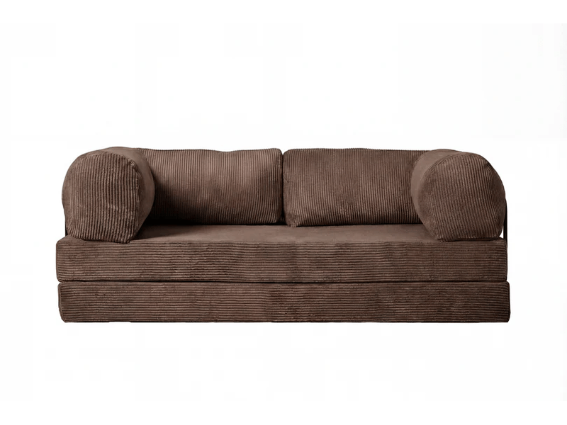  Cosima - canapé droit convertible petit velours côtelé 3 places marron  - Conforama A